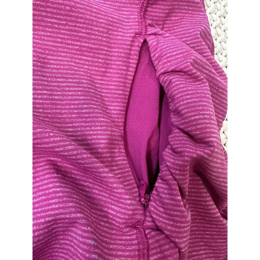 Lululemon Size 6 Running Y2K Kriss Cross 1/2 Zip Pink Stripe Pullover Jacket